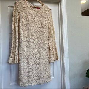 Betsey Johnson Bell Sleeve Lace Shift Dress